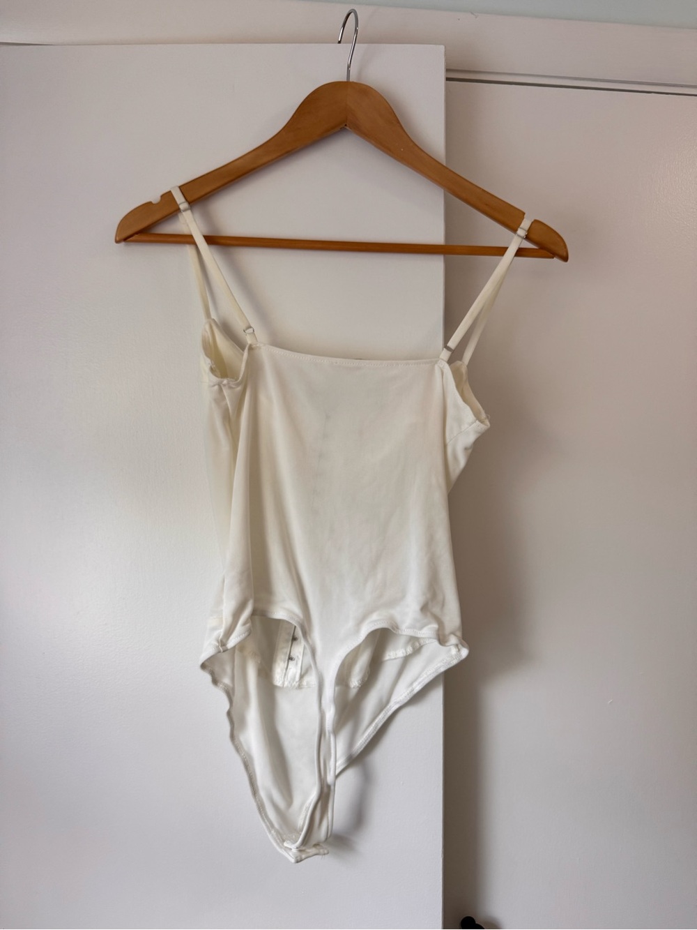 Free People White Satin Trim Bodysuit Cami - Picture 2 of 6